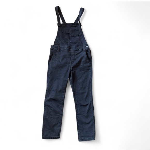 Free People Overalls Black Distressed Jeans Womens Sz 29‎ Front Pocket Straps - Picture 3 of 7
